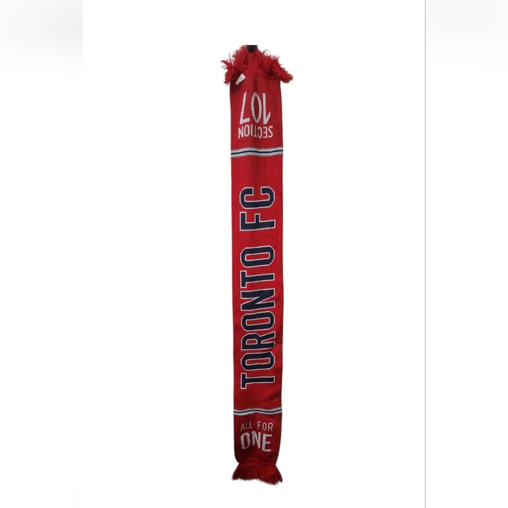 Toronto FC MLS All For One Section 107 Fringe Red Scarf Soft Warm 55" x 7"